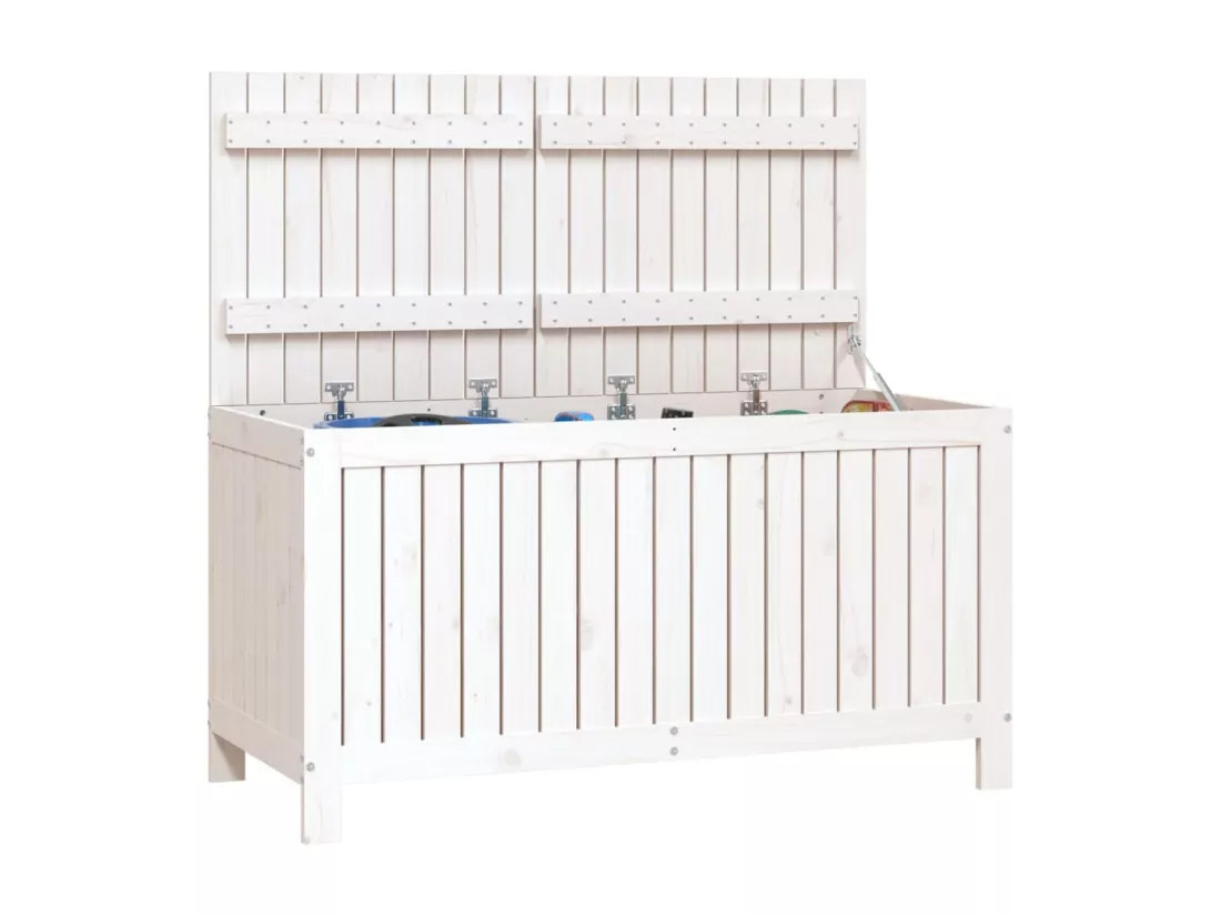 Boîte de rangement de jardin Blanc 121x55x64 cm Bois de pin