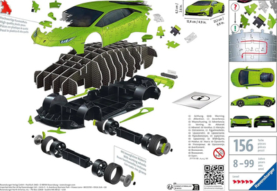Ravensburger Lamborghini Huracán EVO-Verde 3D-puslespill 156 Brikker