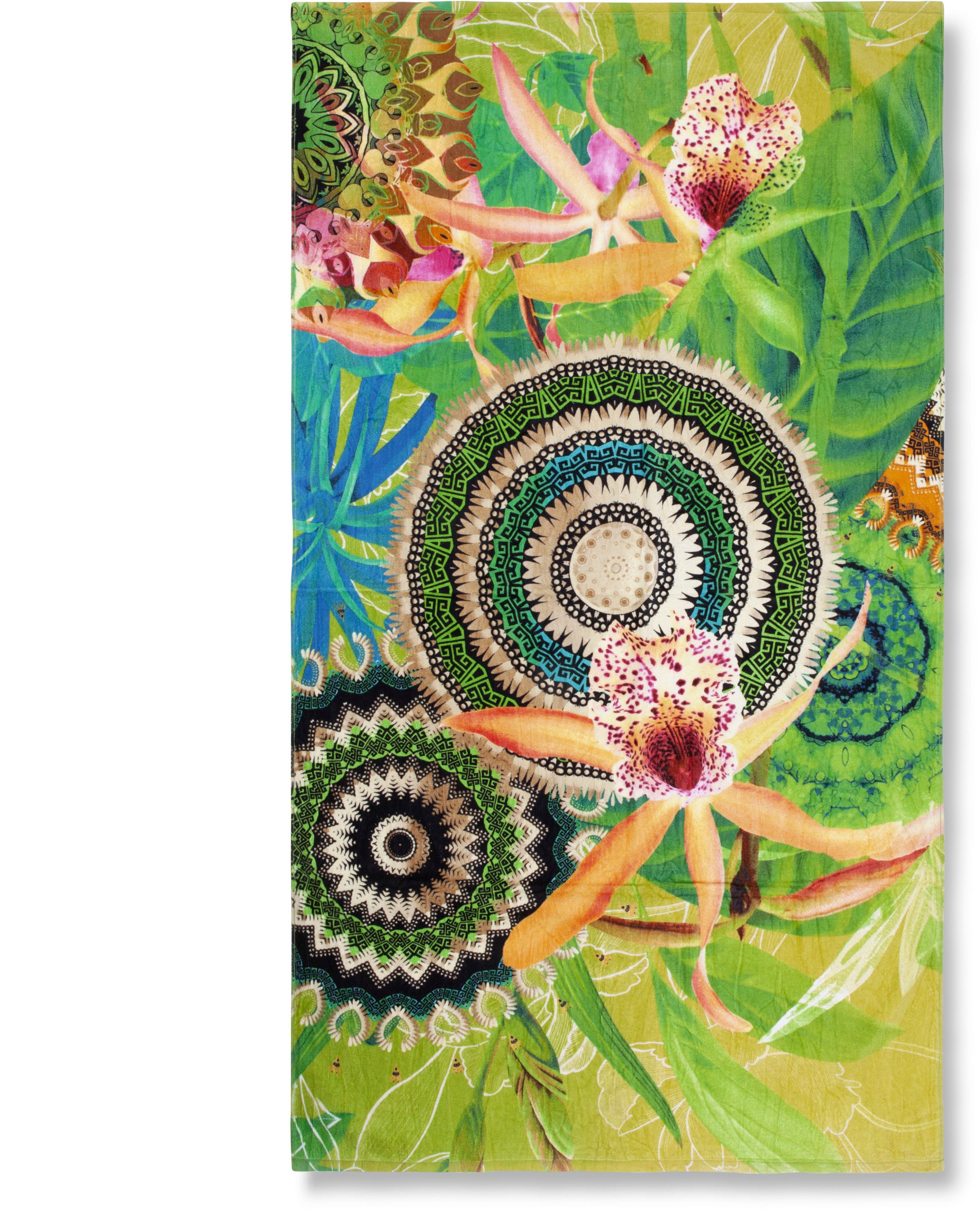 hip Strandtuch »Yissa« Baumwolle, Velours, 100x180, Weich, Strand, Erwachsen, Mandala, Grün