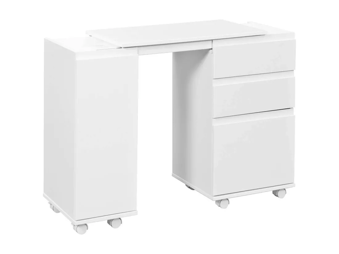 SMILE - Bureau Extensible 1 Porte 3 Tiroirs Blanc