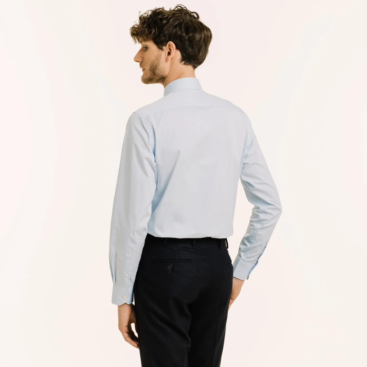 Sky blue double-twisted poplin shirt