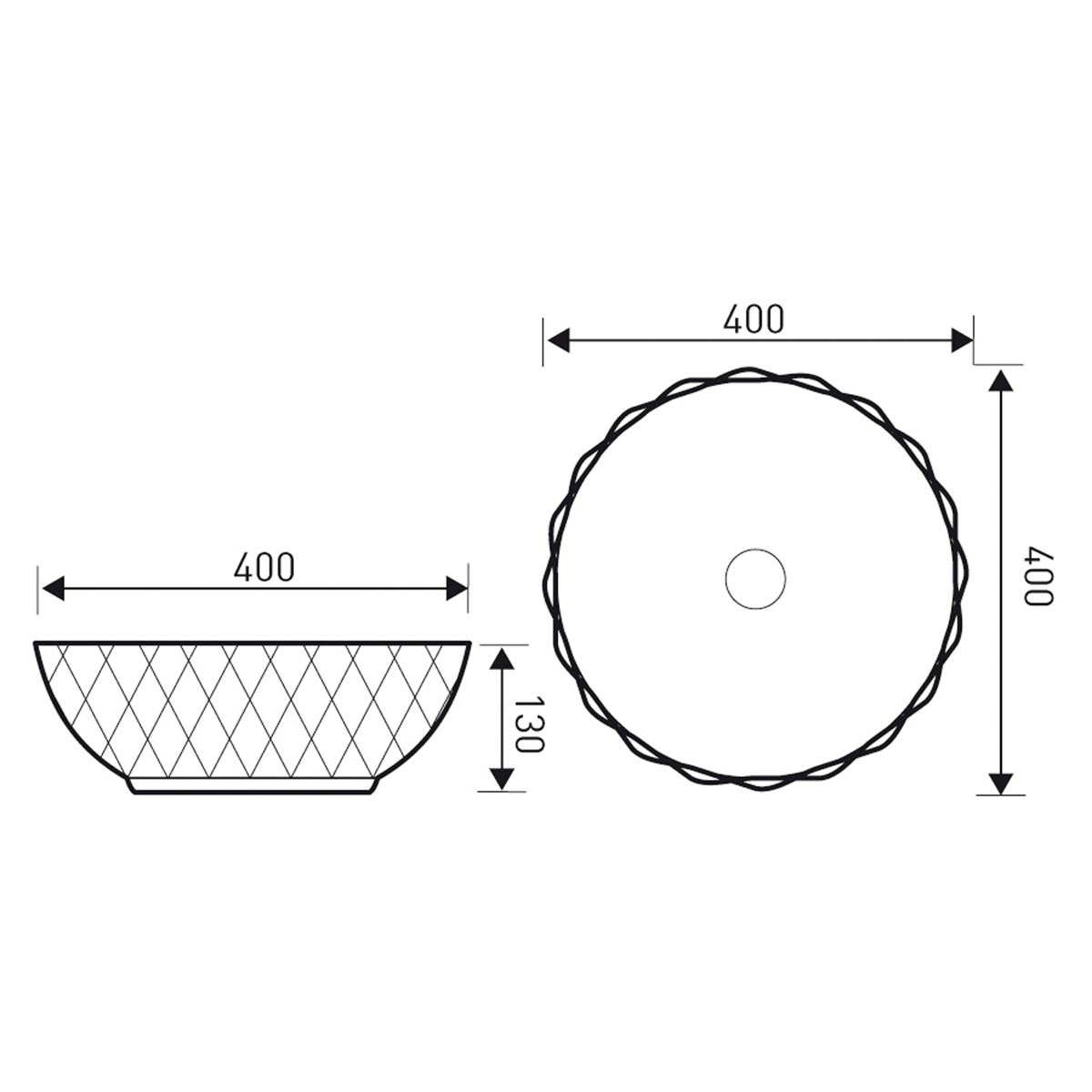 Kerra KR33 waskom rond glans wit 40x40x13cm