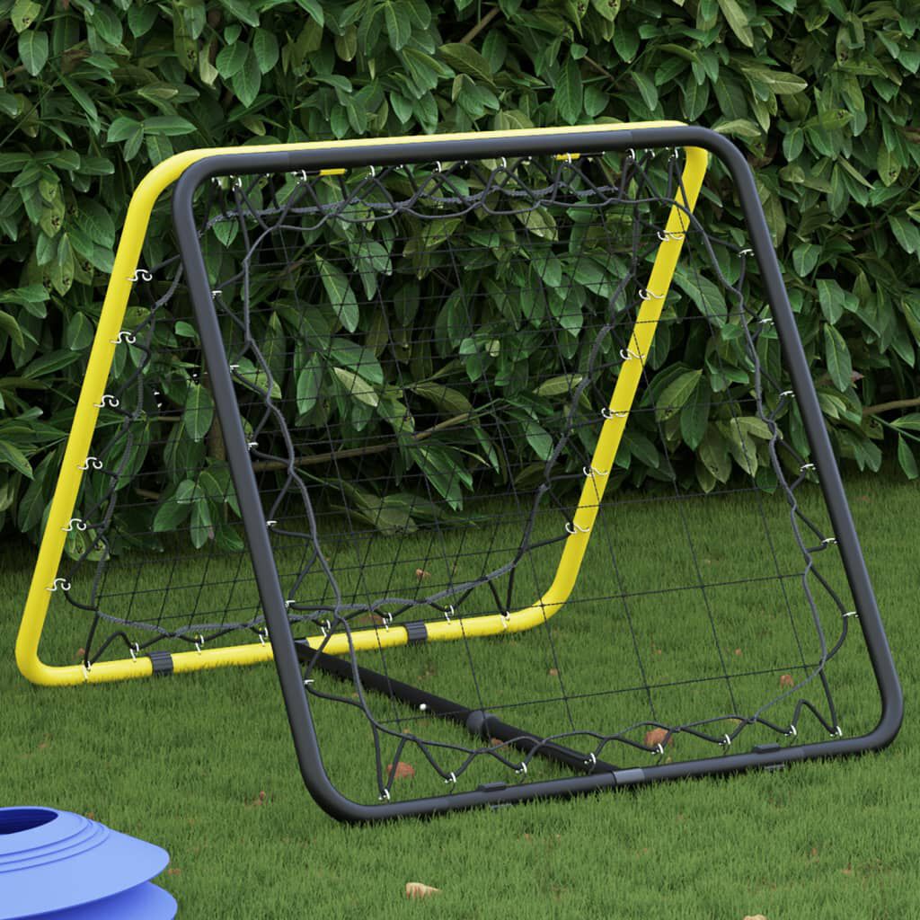 vidaXL Voetbalrebounder, dubbelzijdig, verstelbaar, geel en zwart, staal