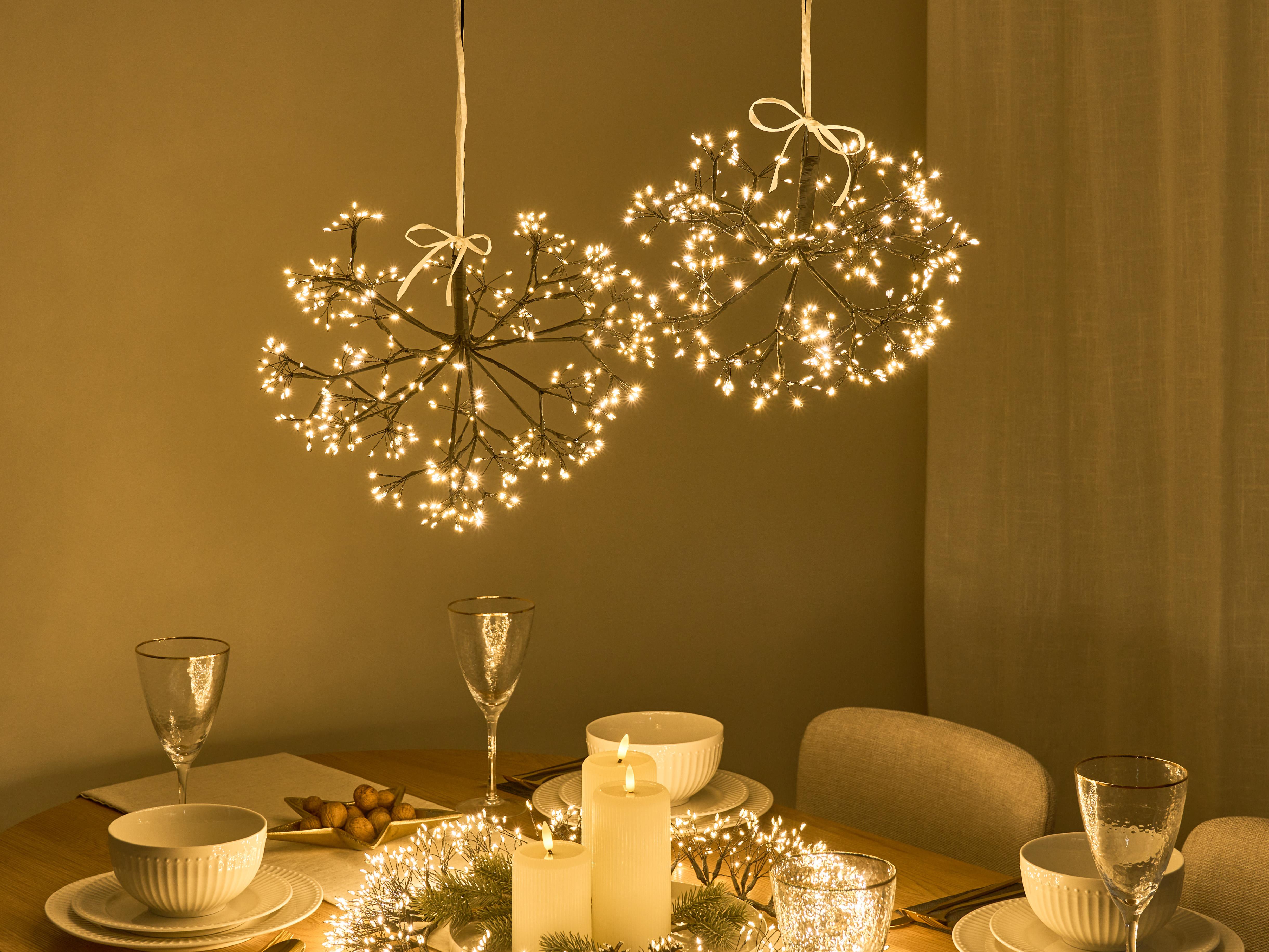 Set van 2 hangende decoraties LED RACKSTA Maretak 30/25 cm Zwart