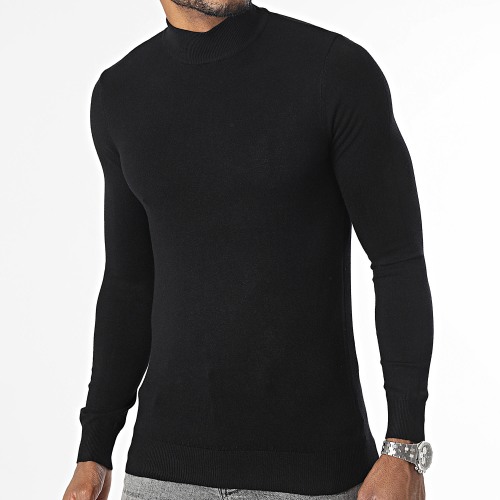 Pull Col Cheminée Noir