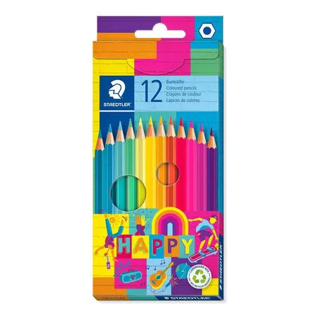 STAEDTLER® 146 Kartonetui mit 12 Buntstiften in sortierten Farben, Happy Trend Linie