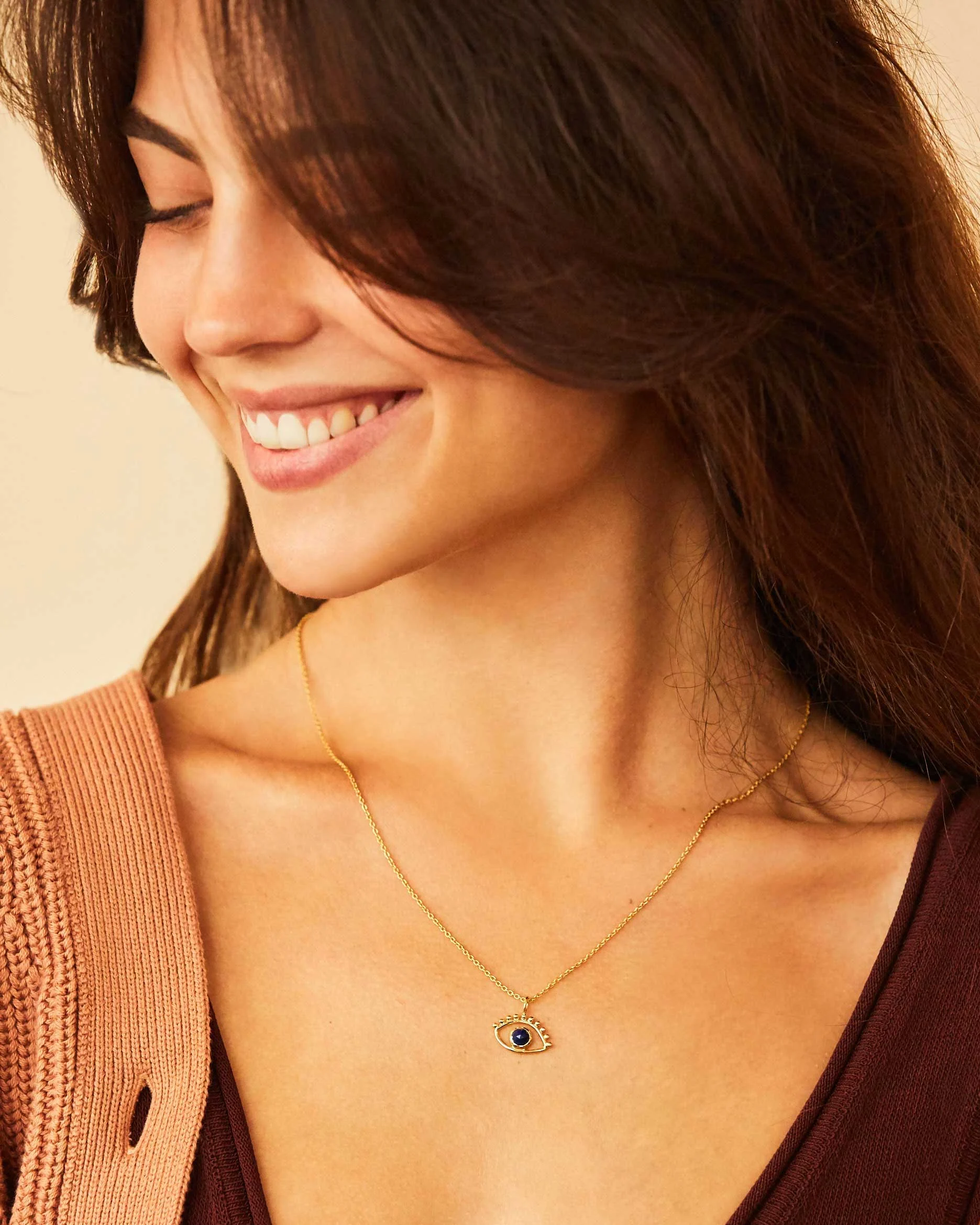 Collier œil ajna et pierre lapis lazuli | Doré