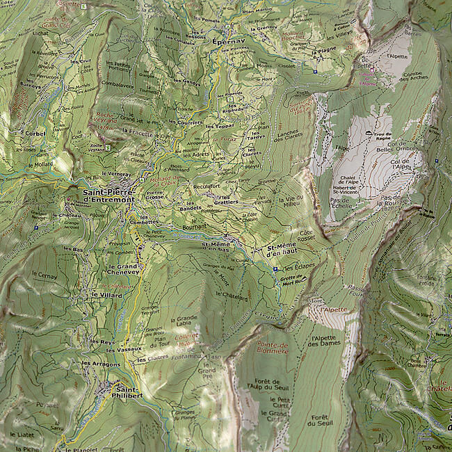 CARTE EN RELIEF MASSIF DE LA CHARTREUSE