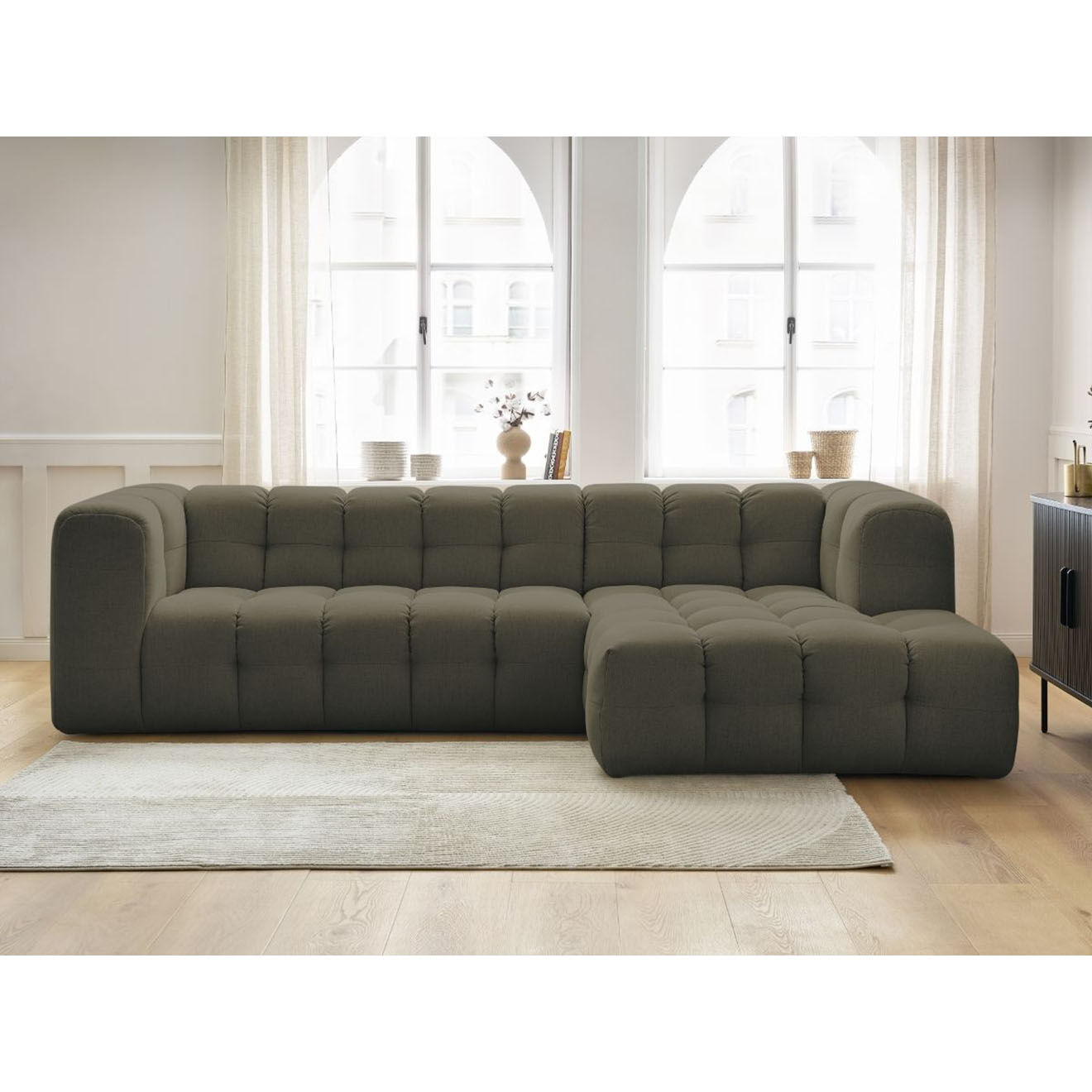 Bobochic Canapé d'angle droit cloud vert - 288x184x75 cm