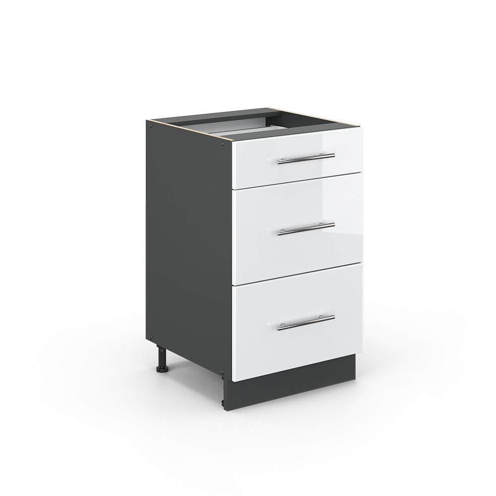 VICCO Schubunterschrank 50 cm Weiß Hochglanz Küchenschrank Hängeschrank Küchenzeile Fame-Line