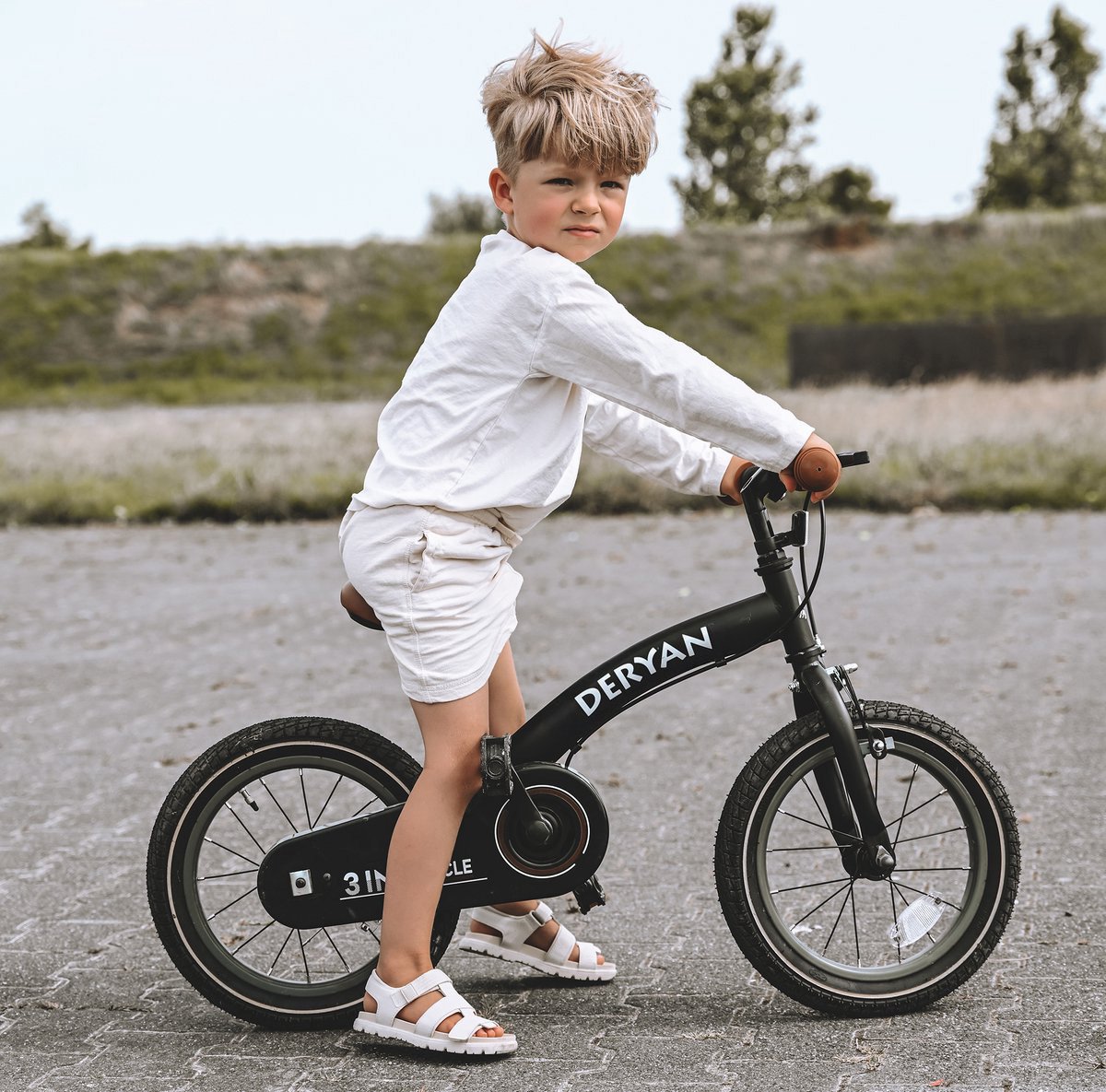 Deryan 14 inch Luxe 3-in-1 kinderfiets - Black