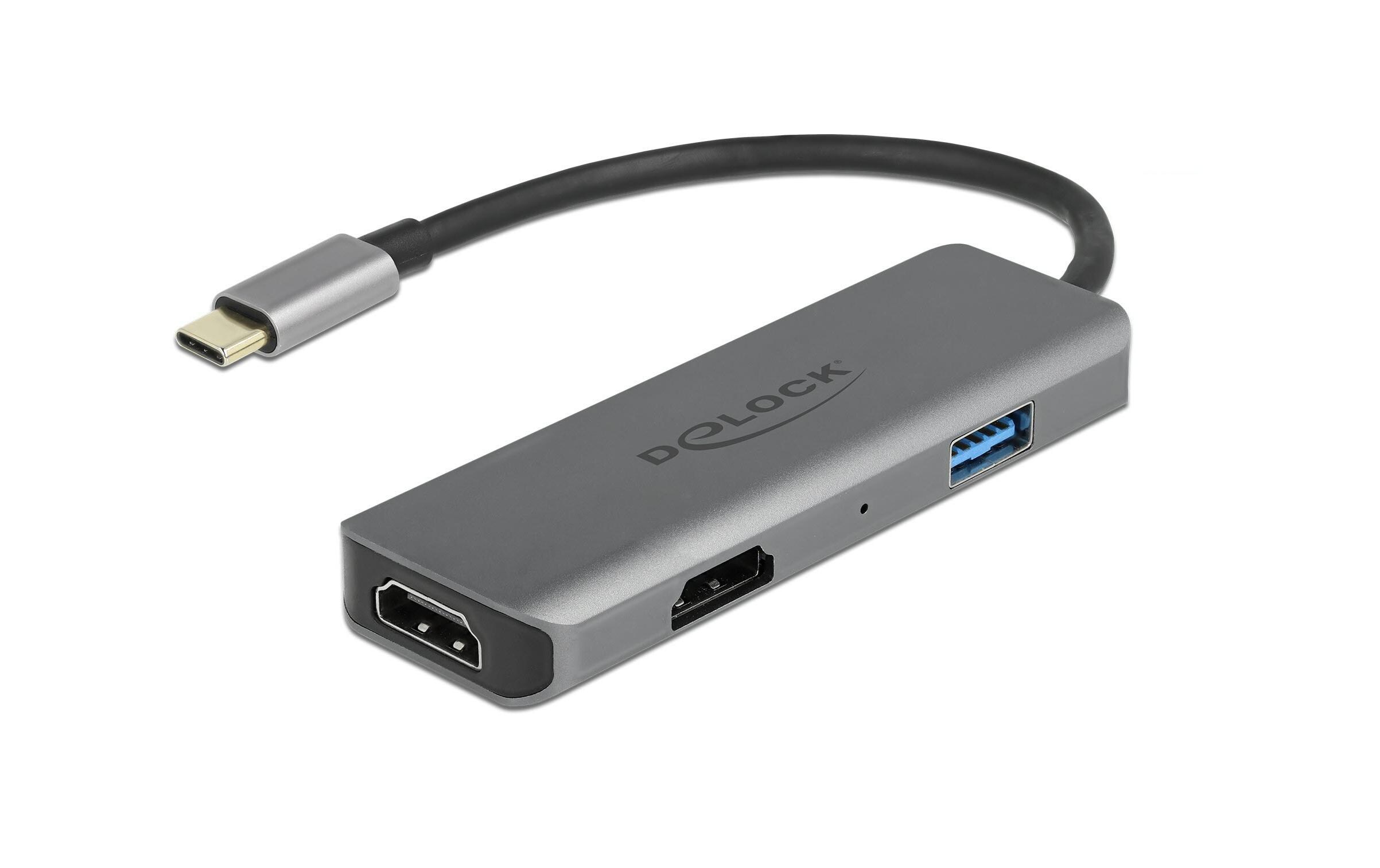 Adapter USB Type-C - HDMI/USB 2.0 4K 60 HzDelock USB Type-C zu Dual HDMI Adapter mit 4K 60 Hz und USB Port