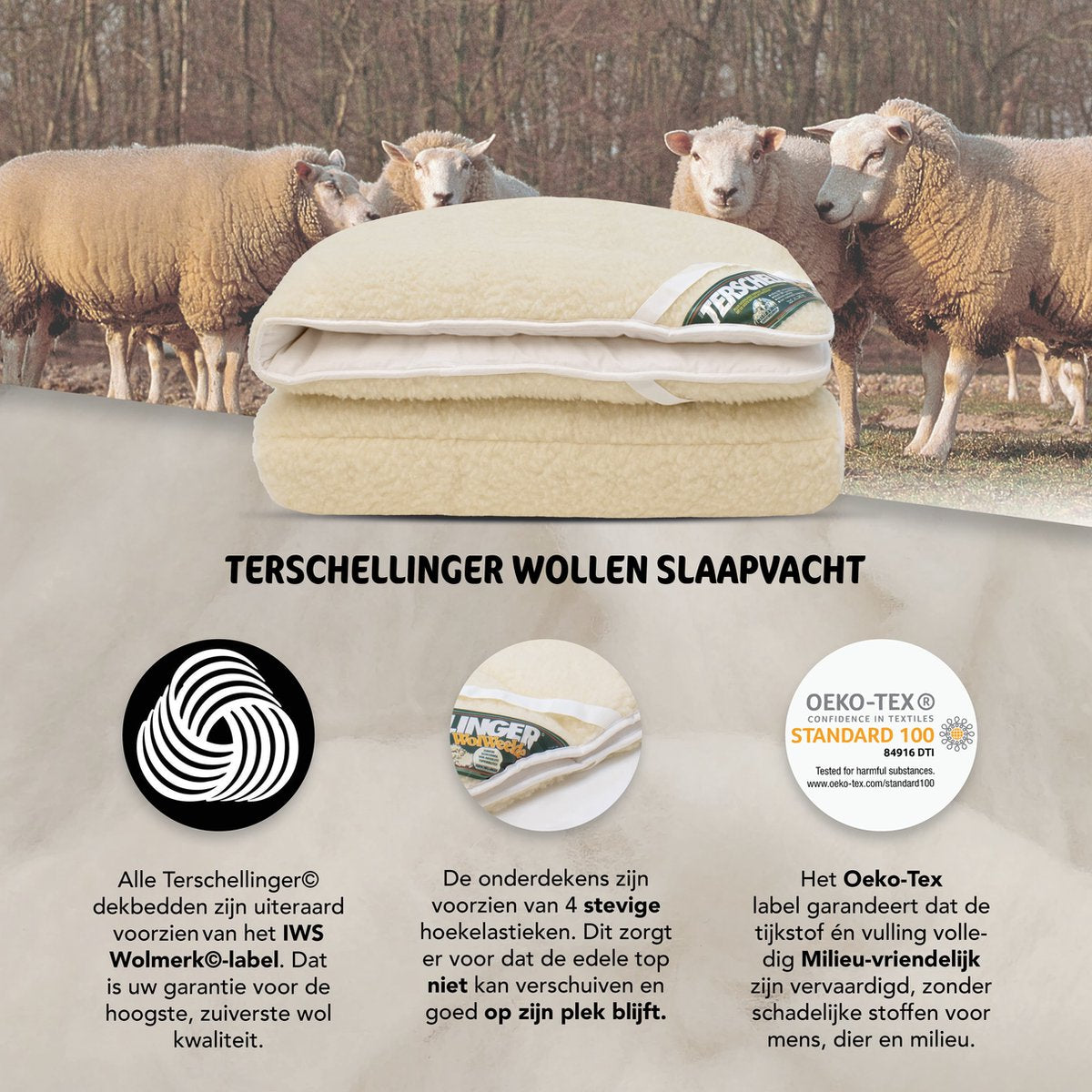 Terschellinger Wolweelde - Wollen Matrasoplegger - 160x200cm