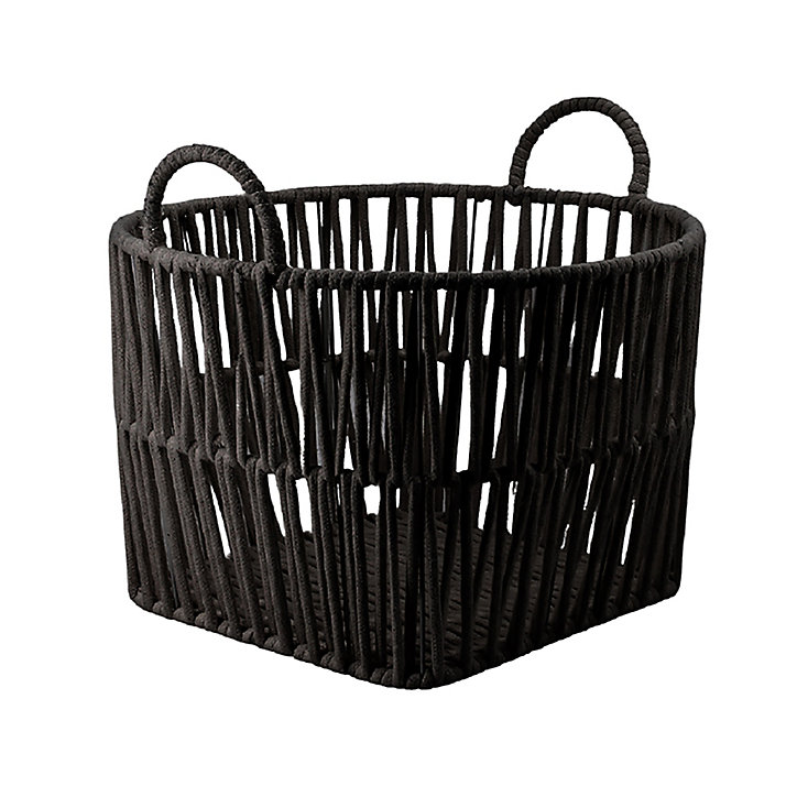 Panier rond avec cordes de coton noir taille S