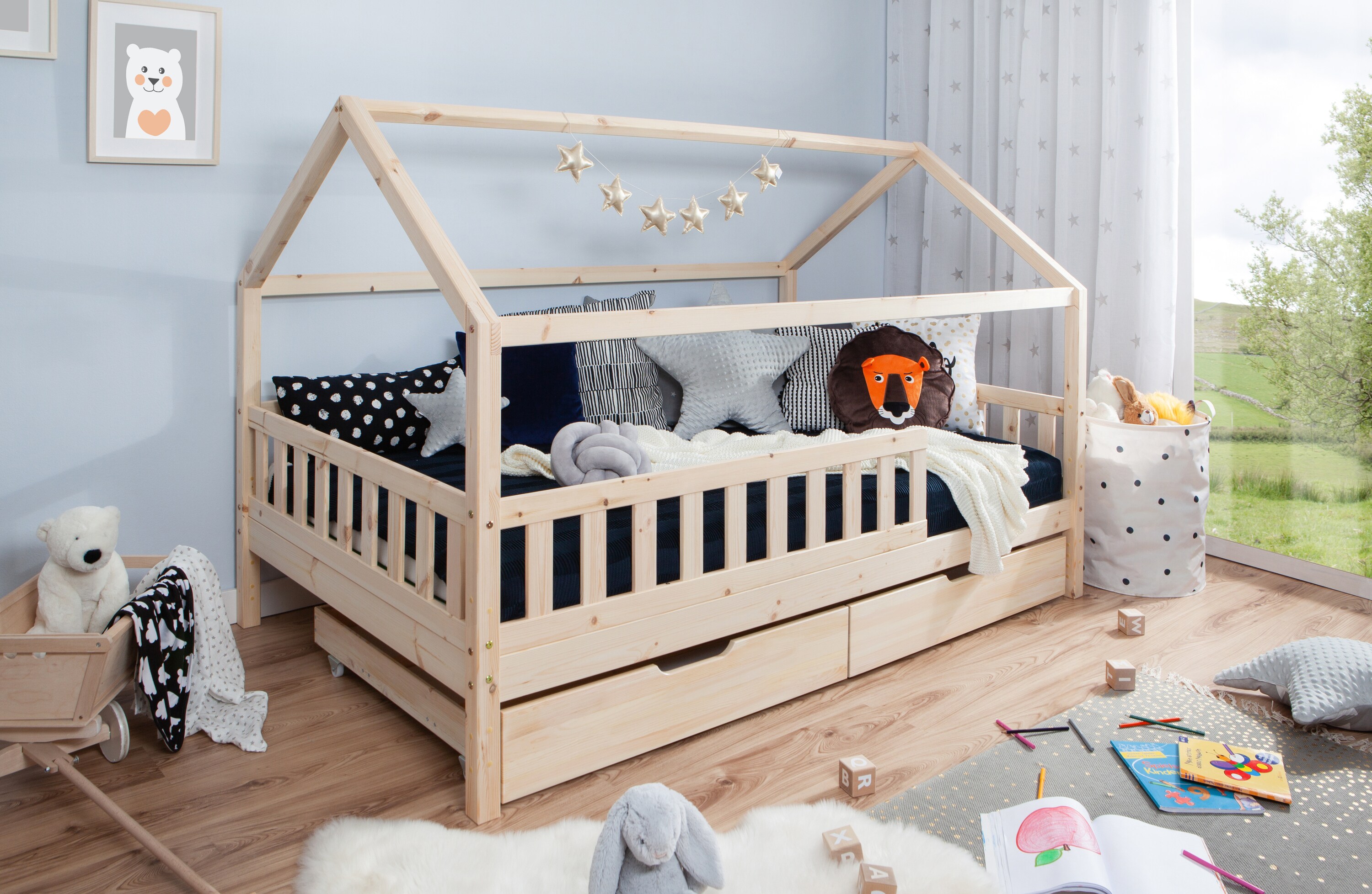 TiCAA Kinderbett Hausbett 