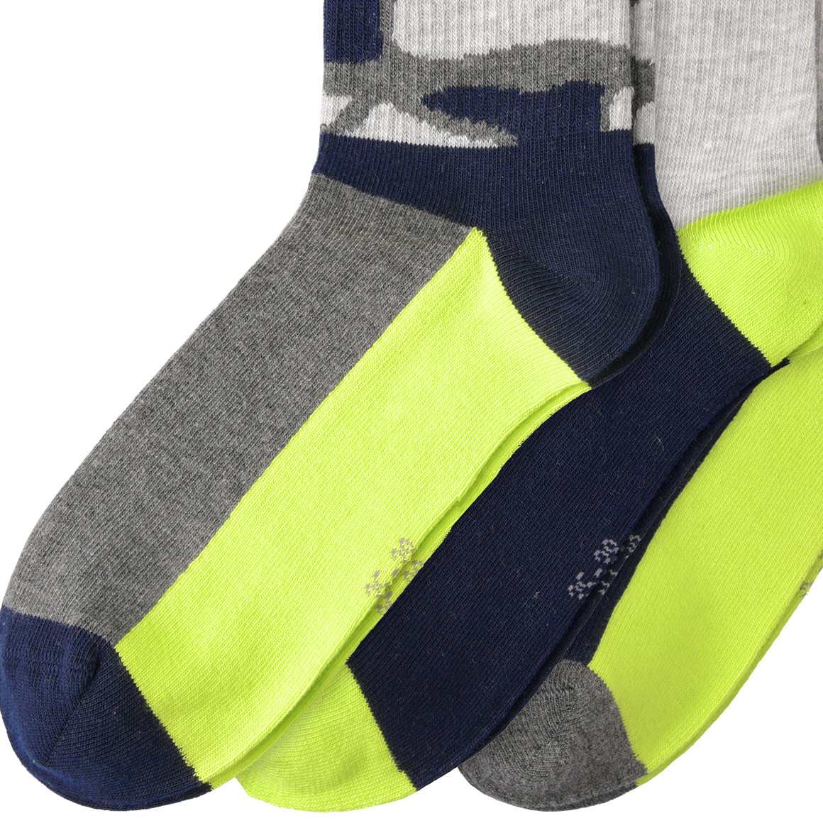 Yigga 3 Paar Jungen Socken in Camouflage-Optik dunkelgrau / hellgrau / neongrün