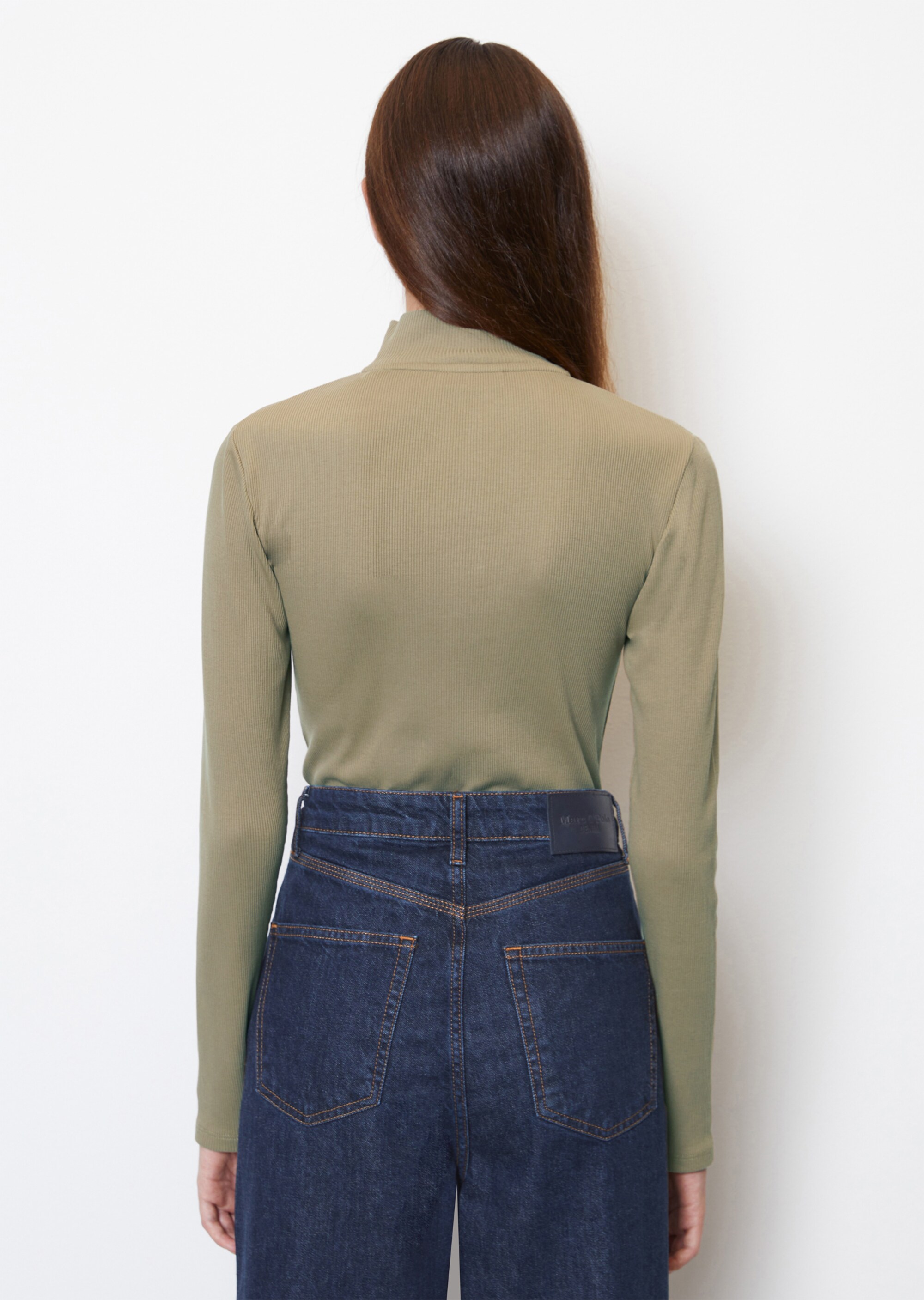 Zip-Longsleeve slim aus softem Rib-Jersey
