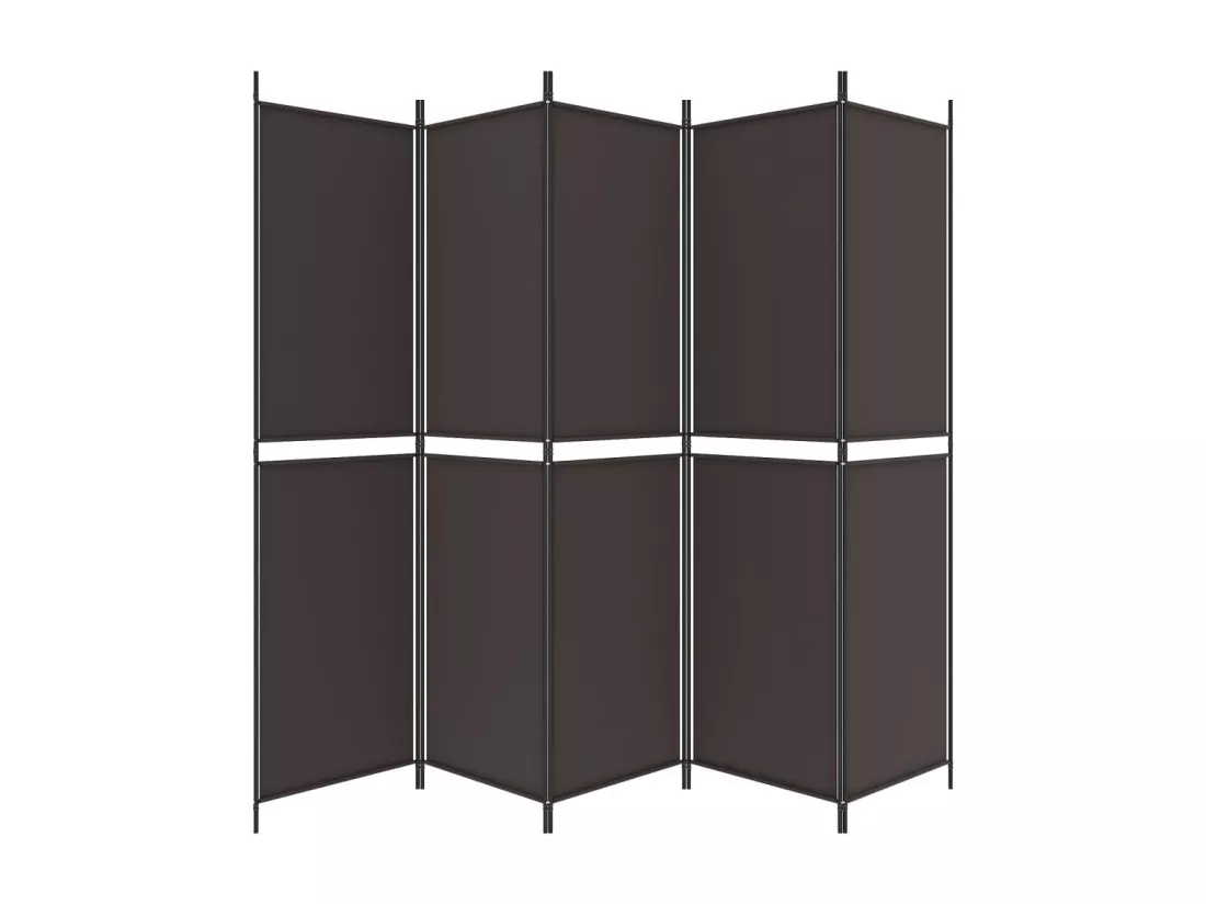 Cloison de séparation 5 panneaux Marron 250x200 cm Tissu