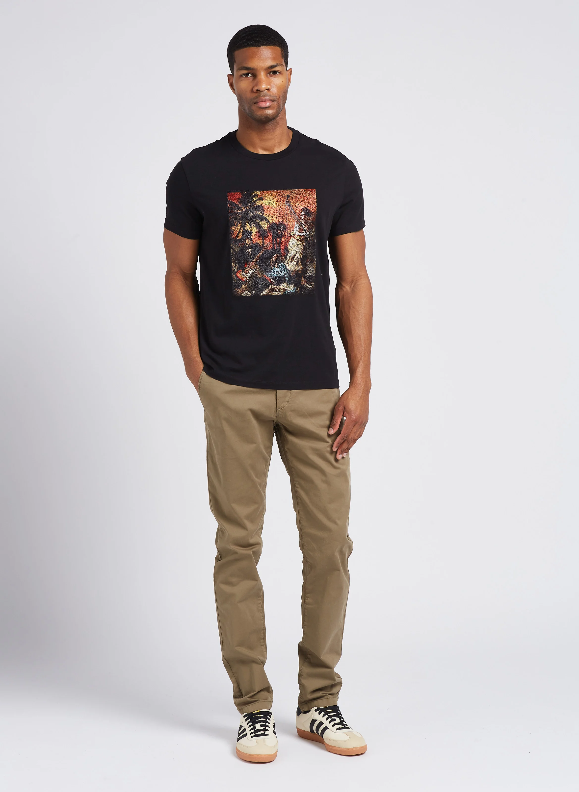 Chino slim fit en coton mélangé | Kaki