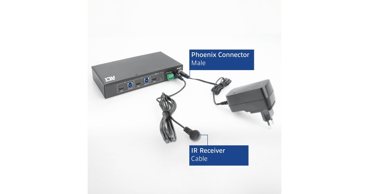 ACT Connectivity2-Poorts HDMI 4K@60Hz KVM switch, USB 3.2 Gen1 (USB 3.0) kvm-switch  (Zwart)