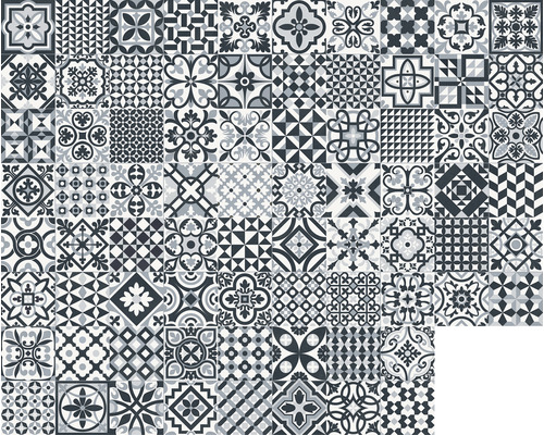 Porseleinen wand- en vloertegel Heritage zwart in 19 verschillende designs 33,15 x 33,15 cm