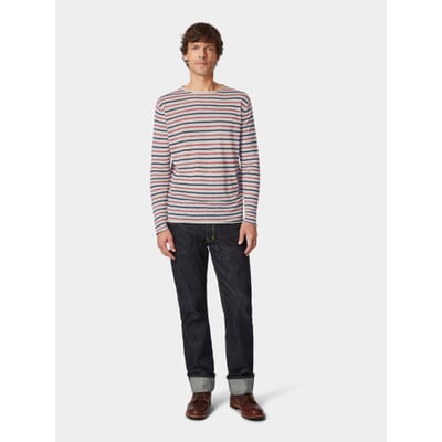 Herren-Strickpulli, Beige-Rot-Blau