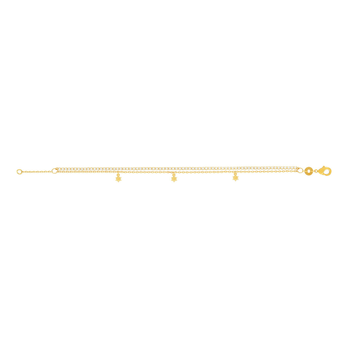 Bracelet plaqué or zirconias 18 cm motif soleil