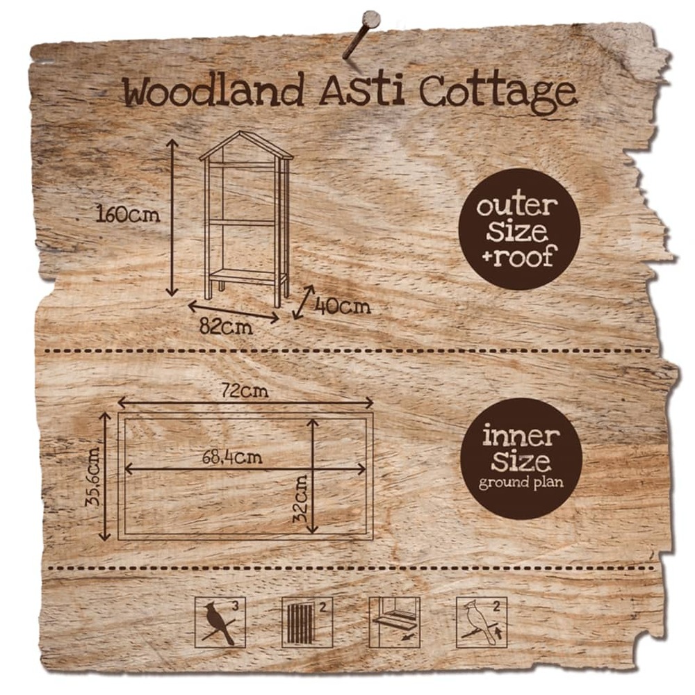 Volière asti cottage 82x40x160 cm bois