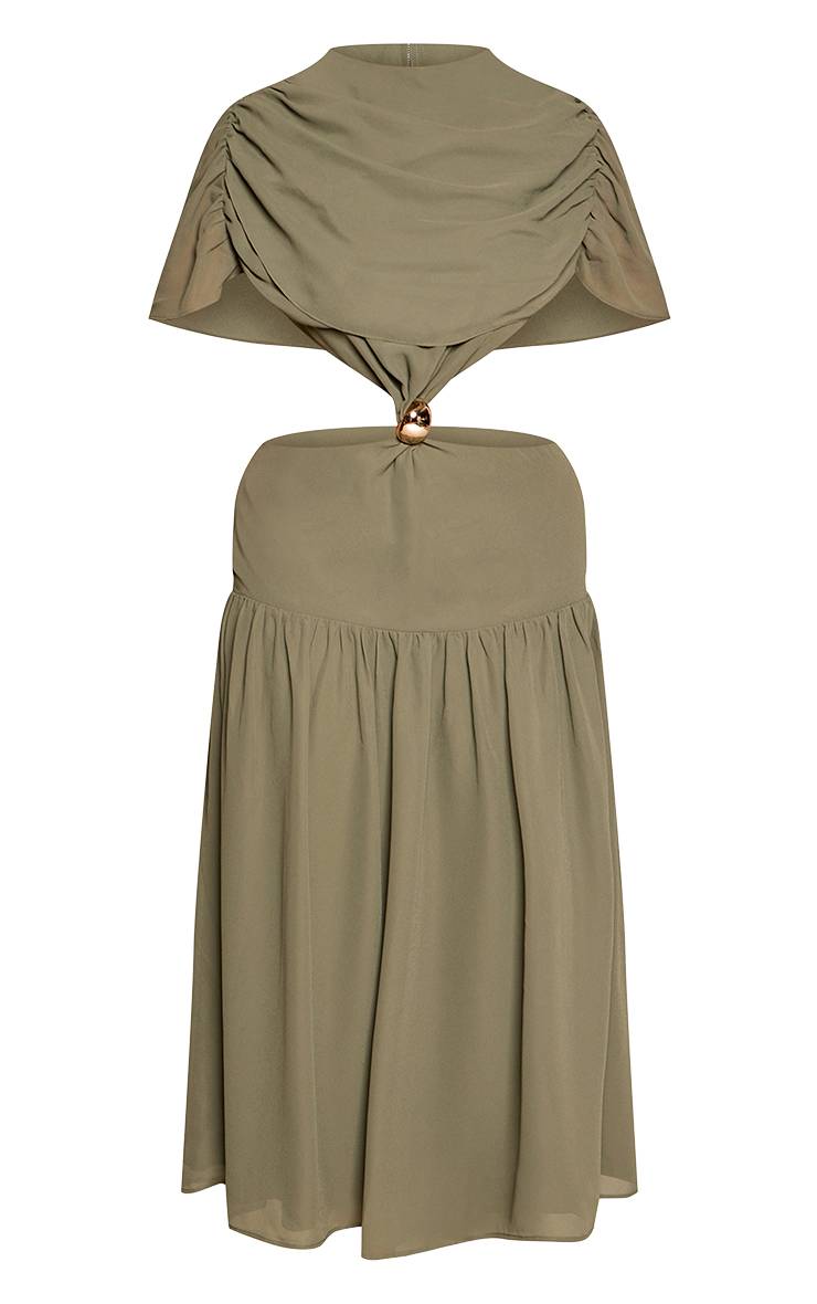 Vert Olive Robe Maxi Moulante Avec Détails De Découpes Et Finitions