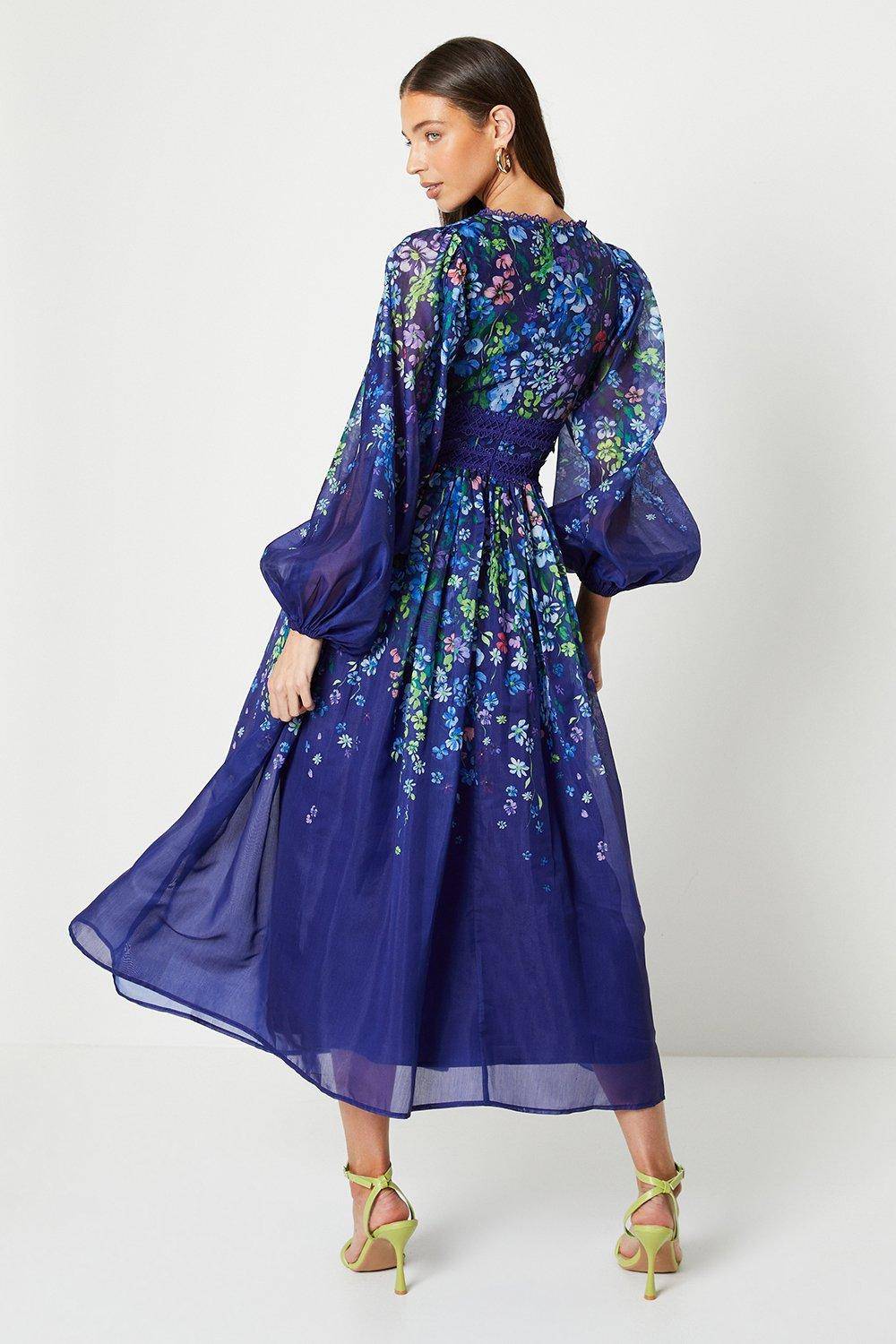 Coast Robe Midaxi en Organza à Motifs Floraux avec Finitions en Dentelle