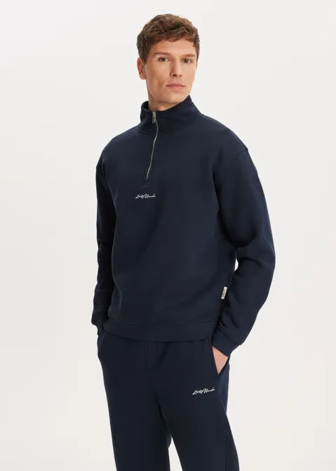 Brushed half zip sweater blauw (BLW.D)