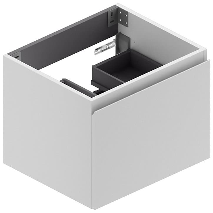 Meuble sous vasque à suspendre Pura blanc 60 cm + Plan vasque en résine blanc Pura 60 cm