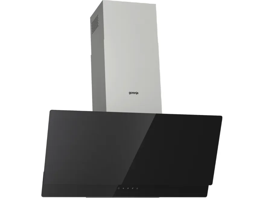 Gorenje Essential WHI949EXBG - Hætte - skorsten vinklet - bredde: 90 cm - dybde: 33.5 cm - udtrækning og recirkulation (-) - med intern motor - rustfrit stål/sølv