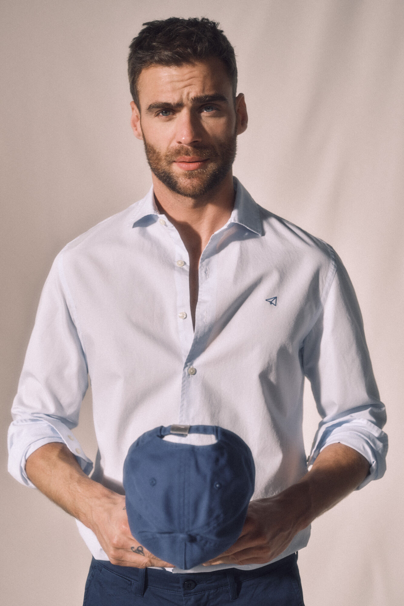 Camisa xadrez vichy pequena, mangas compridas - Azul