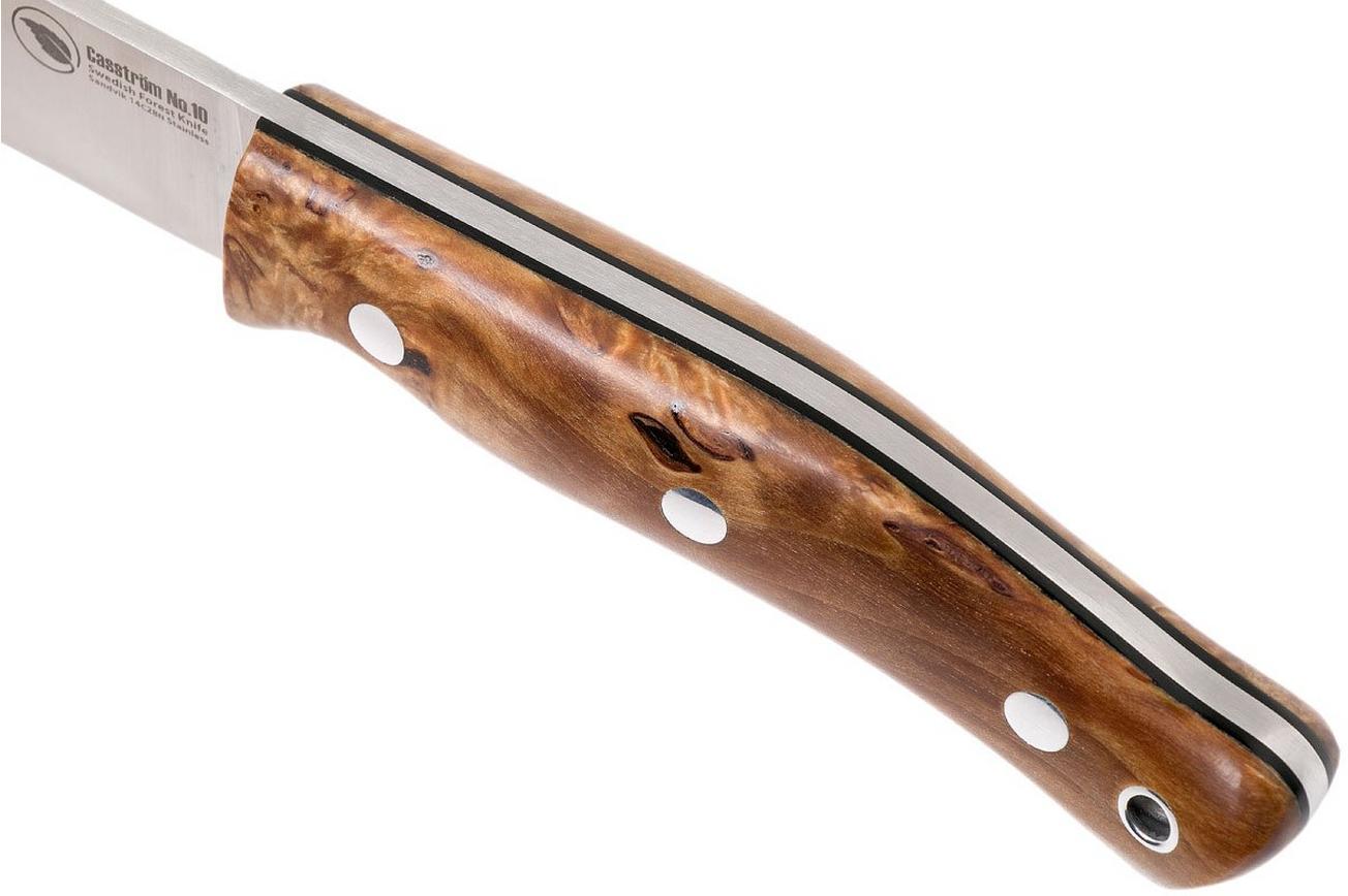 Casström No. 10 Swedish Forest Knife Curly Birch, 14C28N Flat Grind 13118