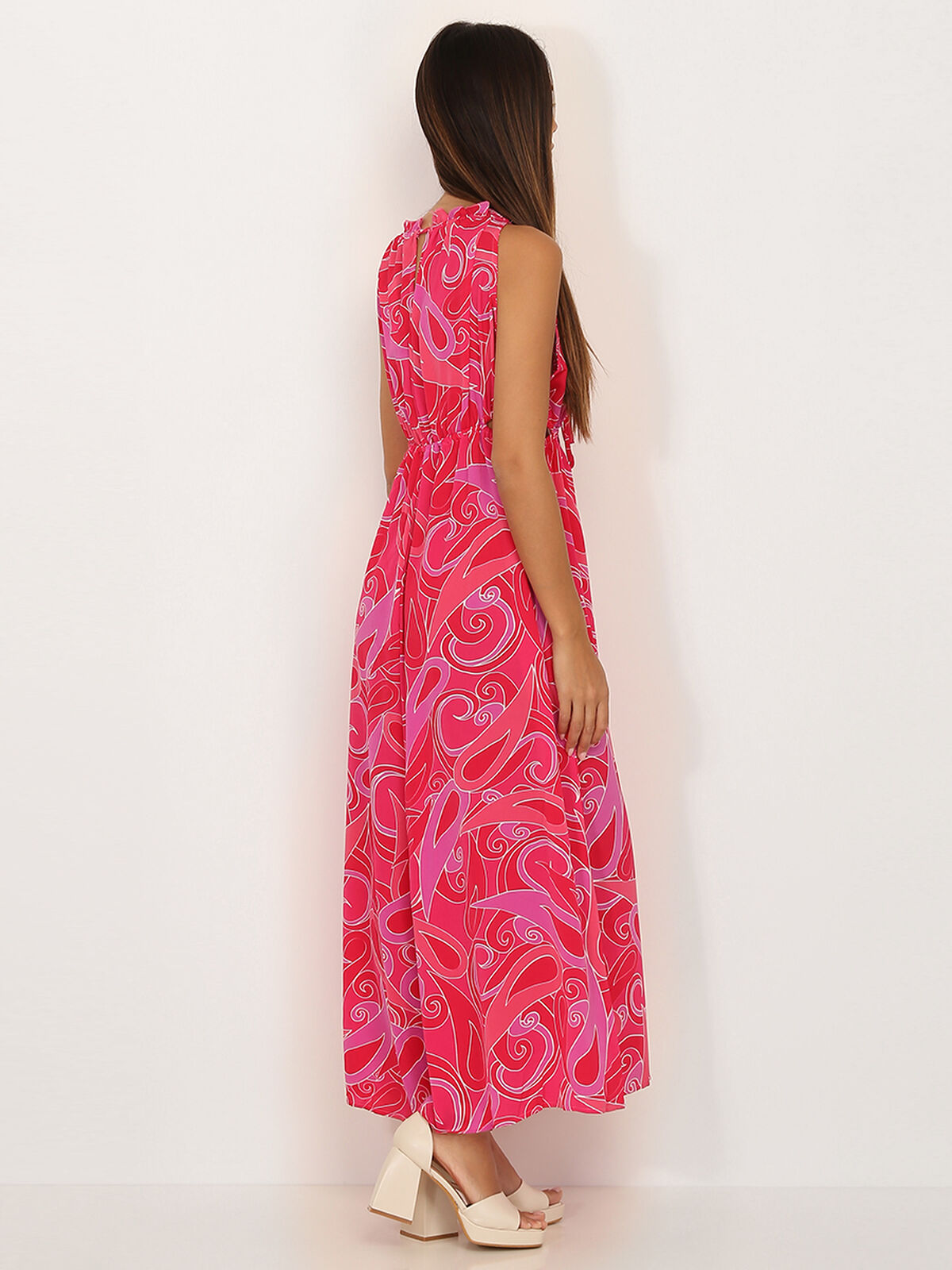 Combinaison cut out à motif cachemire- Rose
