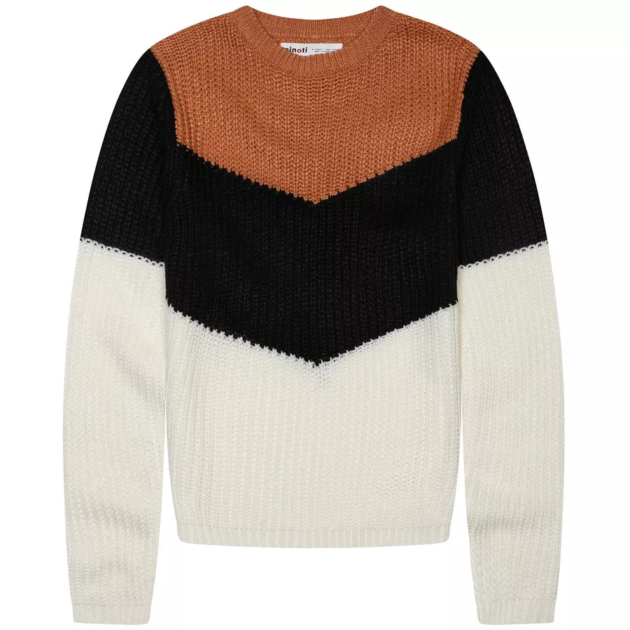 MINOTI Strickpullover BraunSchwarzCremeweiß