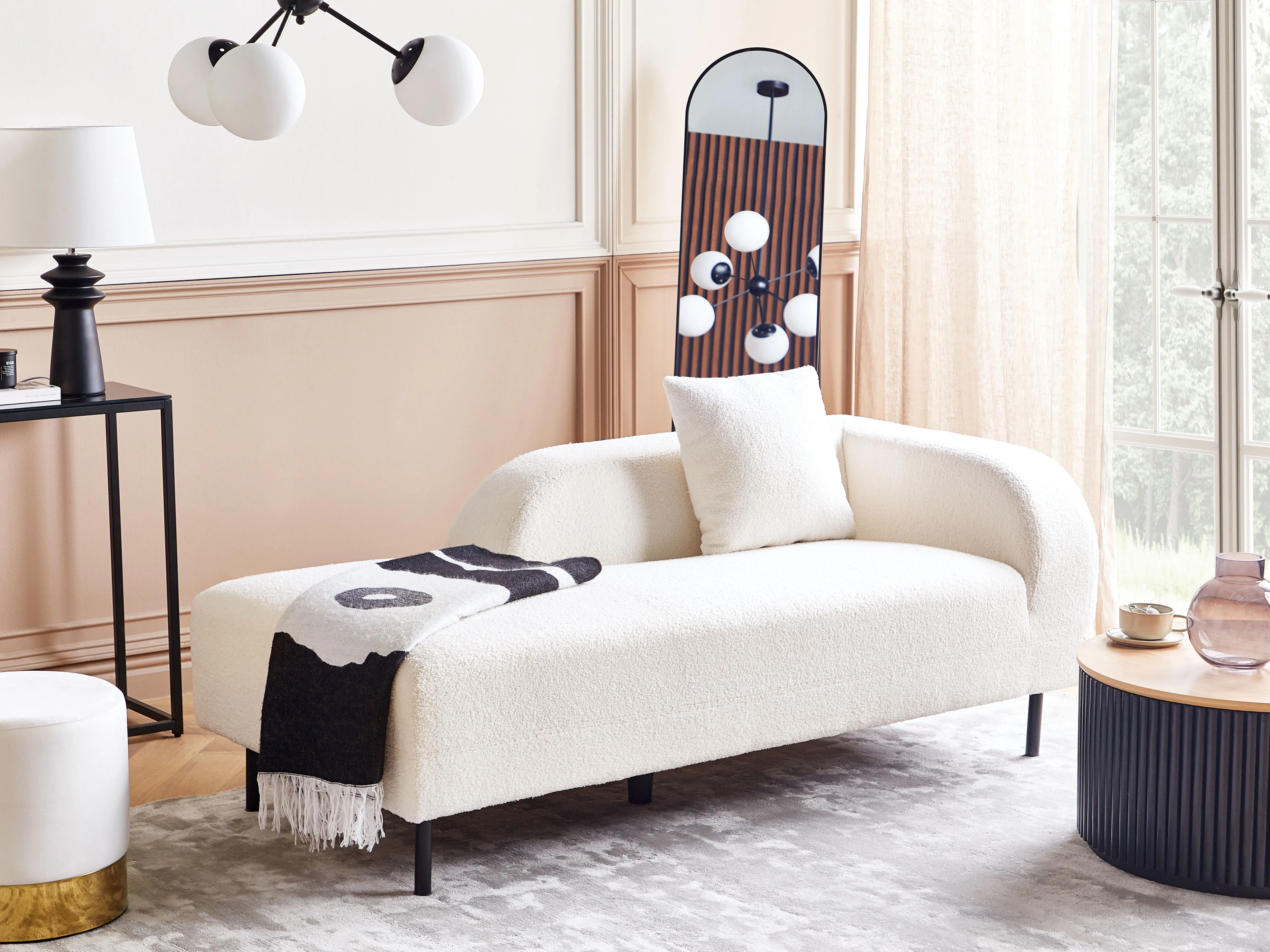Rechtszijdige chaise longue LE CRAU Bouclé Gebroken wit