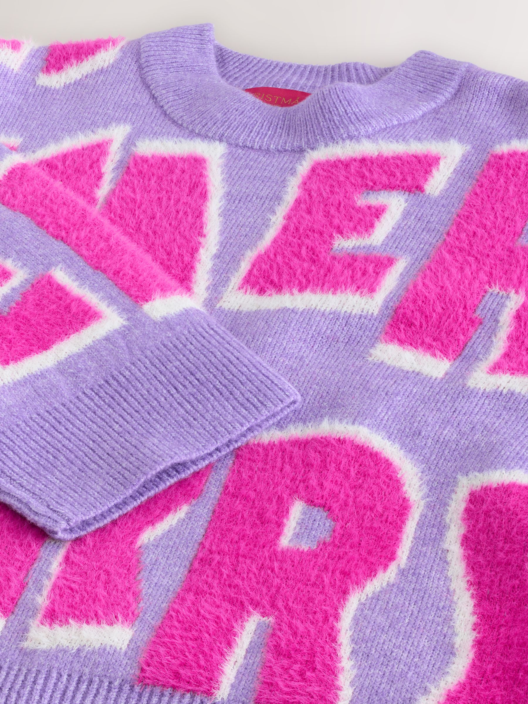 Lila Paars/Roze vrolijke print - Kersttrui
