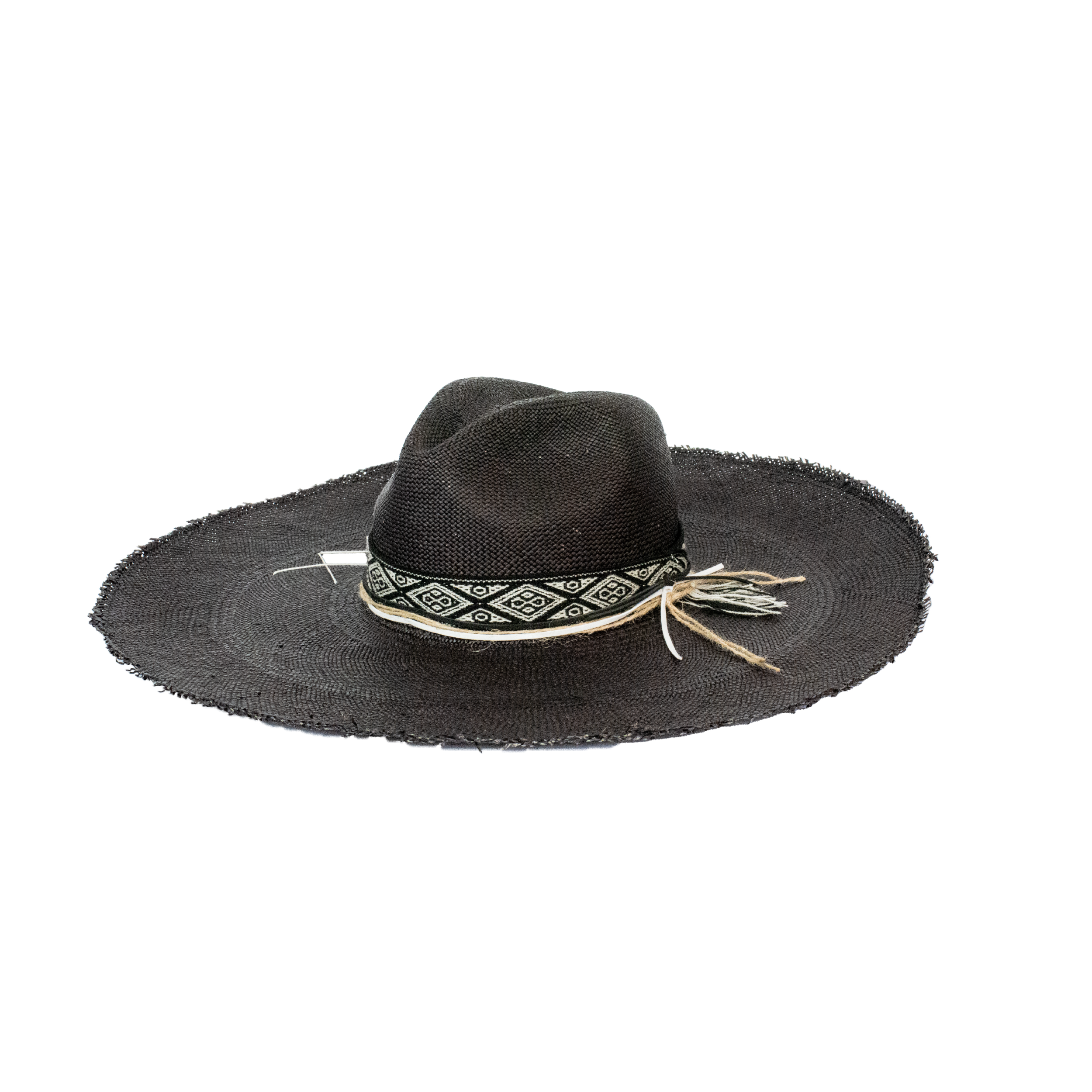 Chapeau Panama à bords extra longs orné