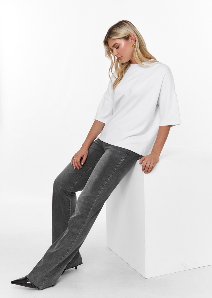 Straight leg stretch jeans ash grijs