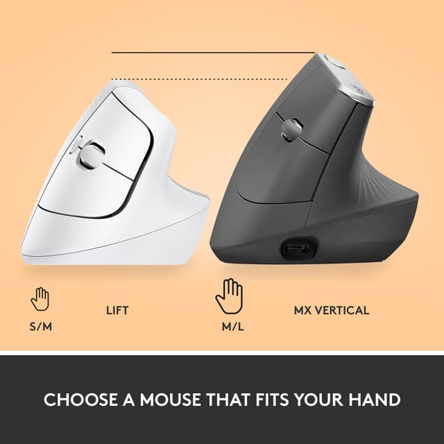 Logitech Lift Vertical trådløs mus (hvid)