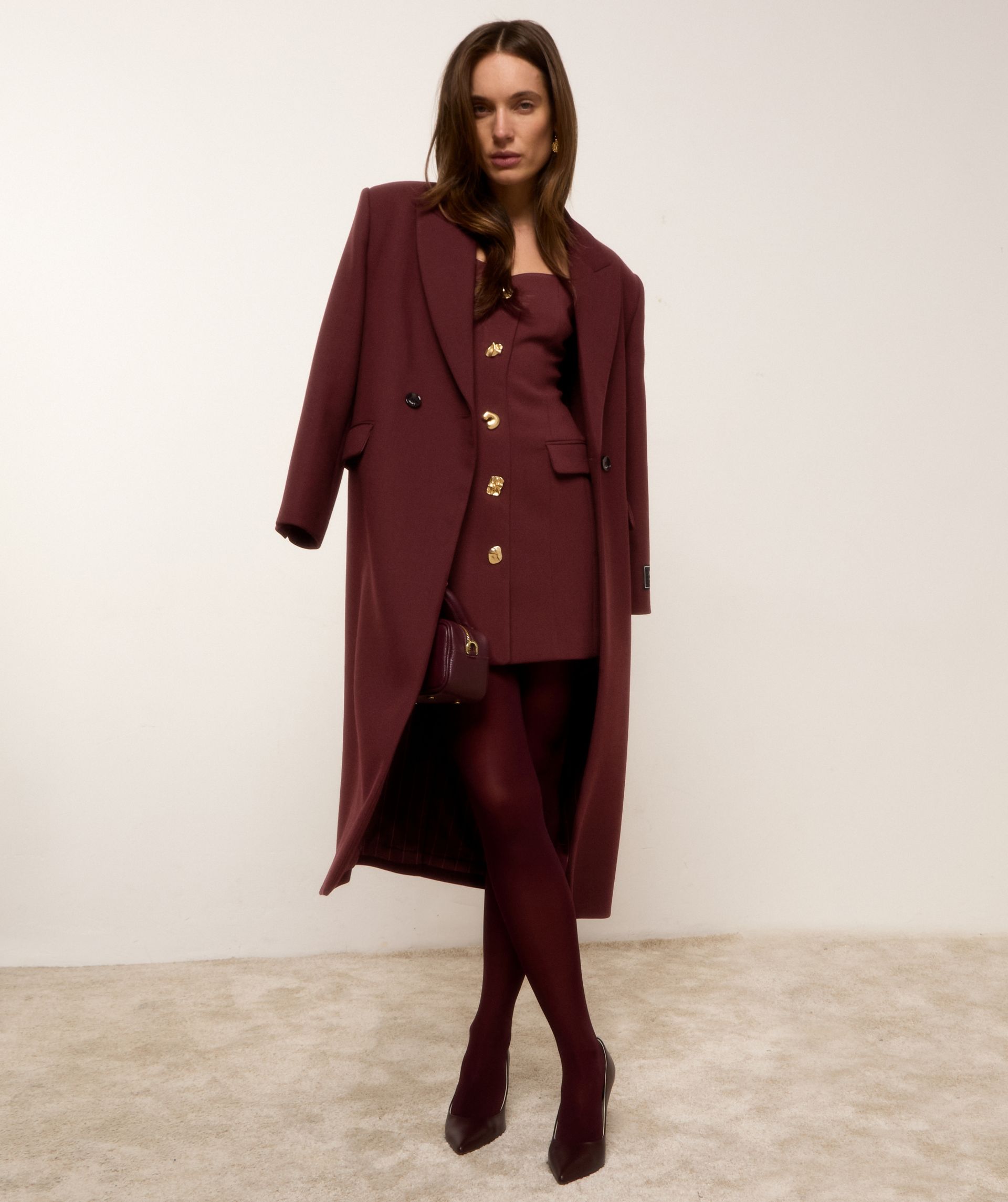 JV-ATHENA oversized mantel met wol - burgundy