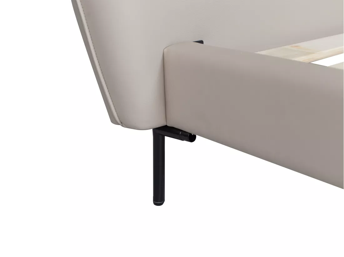 Lit 160 x 200 cm - Cuir - Taupe - JODALA