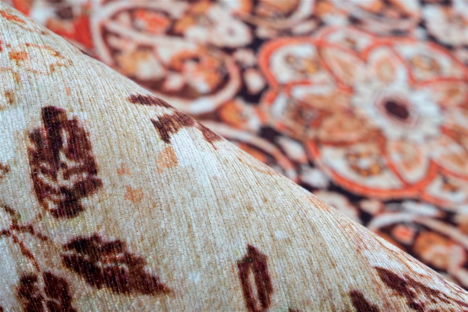 Platgeweven vloerkleed Nebuluxe Oranje / Beige Vintage design, used look, oosters 80 x 150 cm