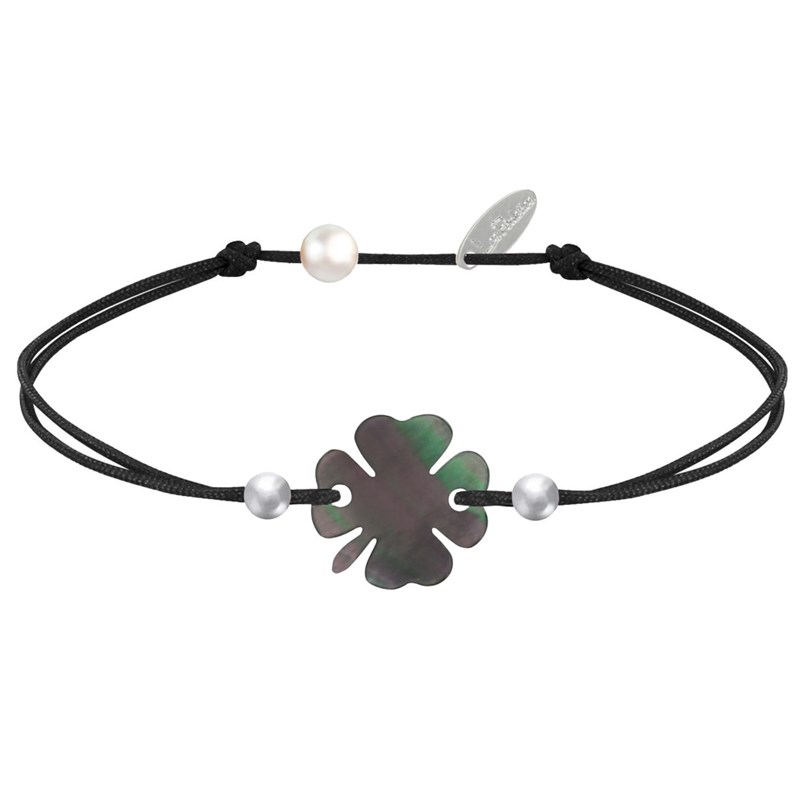 Bracelet Trèfle Nacre Grise et Perles d'Argent - Classics - Noir