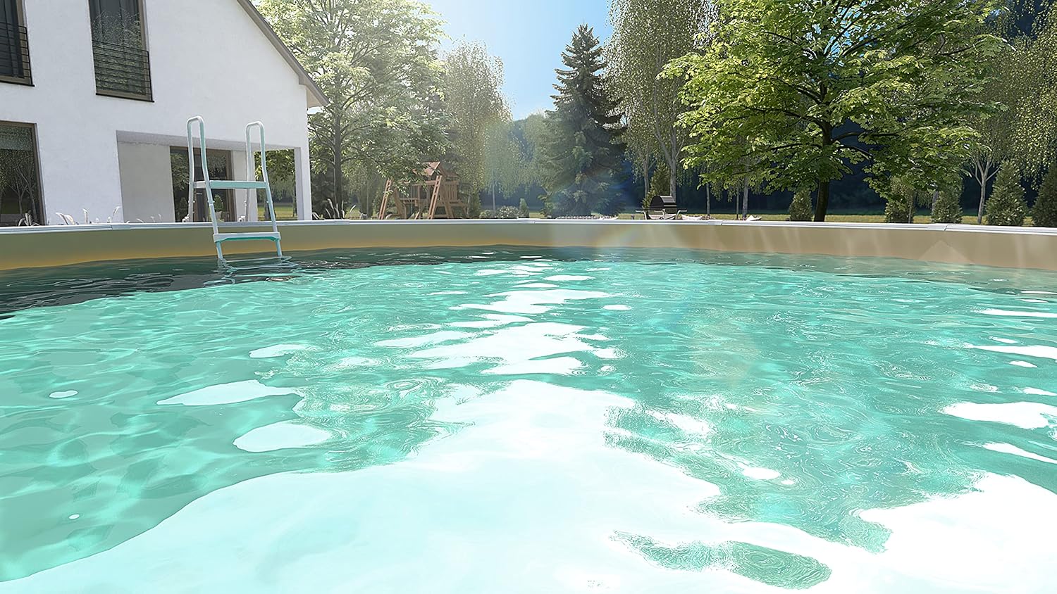 STEINBACH Stahlwandpool Set Nuovo de Luxe II – 012141SA – Ø 360 x 120 cm – Robuster Pool in Weiß für bis zu 11.000 l Wasserinhalt – Mit winterfester sandfarbener Innenfolie und zahlreichem Zubehör