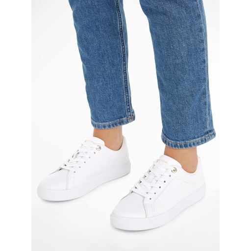 Tommy Hilfiger Casual Leather Cupsole Sneakers, Hvid, 41