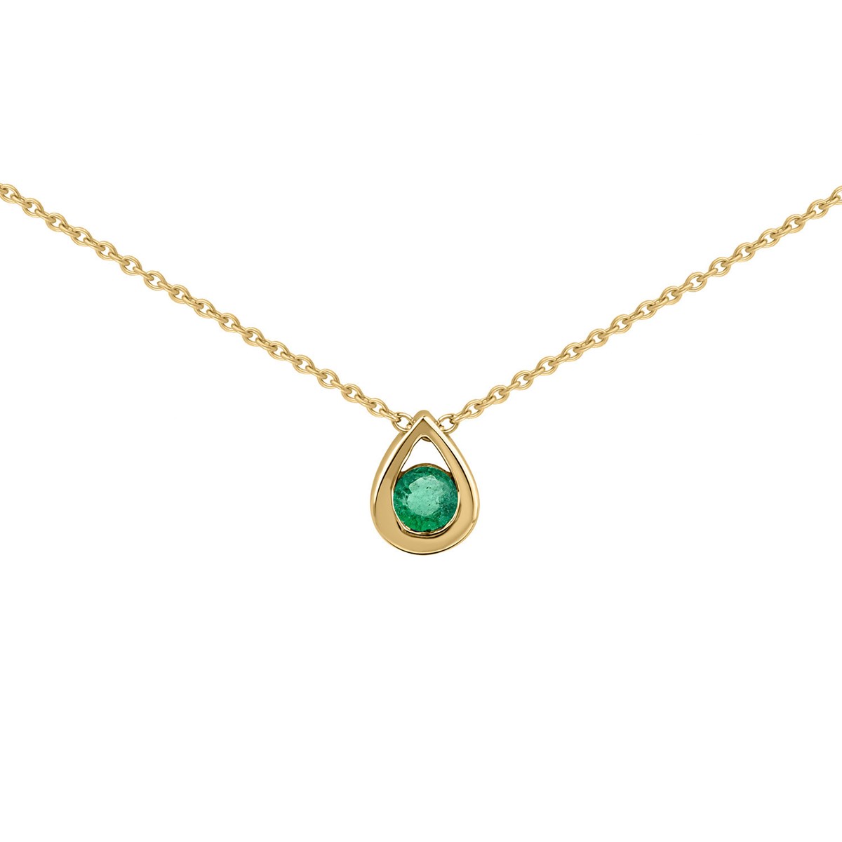 Collier Brillaxis forme goutte et émeraudeor jaune 18k