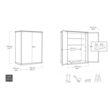 Keter Signature tuinkast walnut bruin kunststof 140 x 73,6 x 170,4 cm